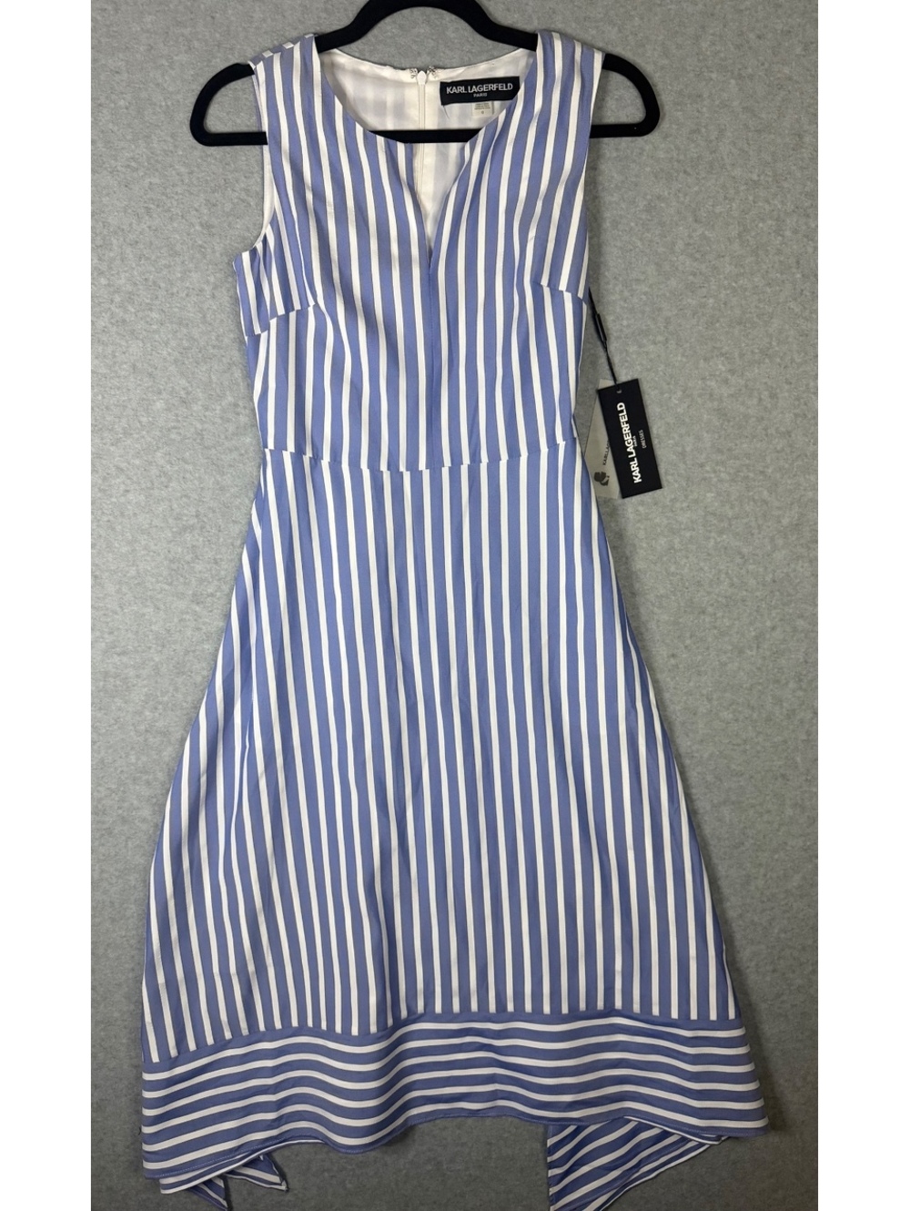 NWT Karl Lagerfeld Striped Sleeveless Midi Dress Handkerchief Hem Size 0
